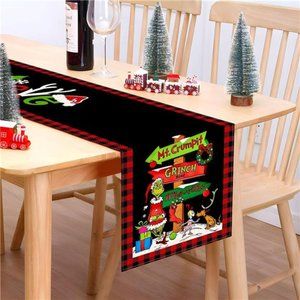 Grinchmas Table Runner Merry Christmas Whoville Winter Holiday Party 13" x 72"